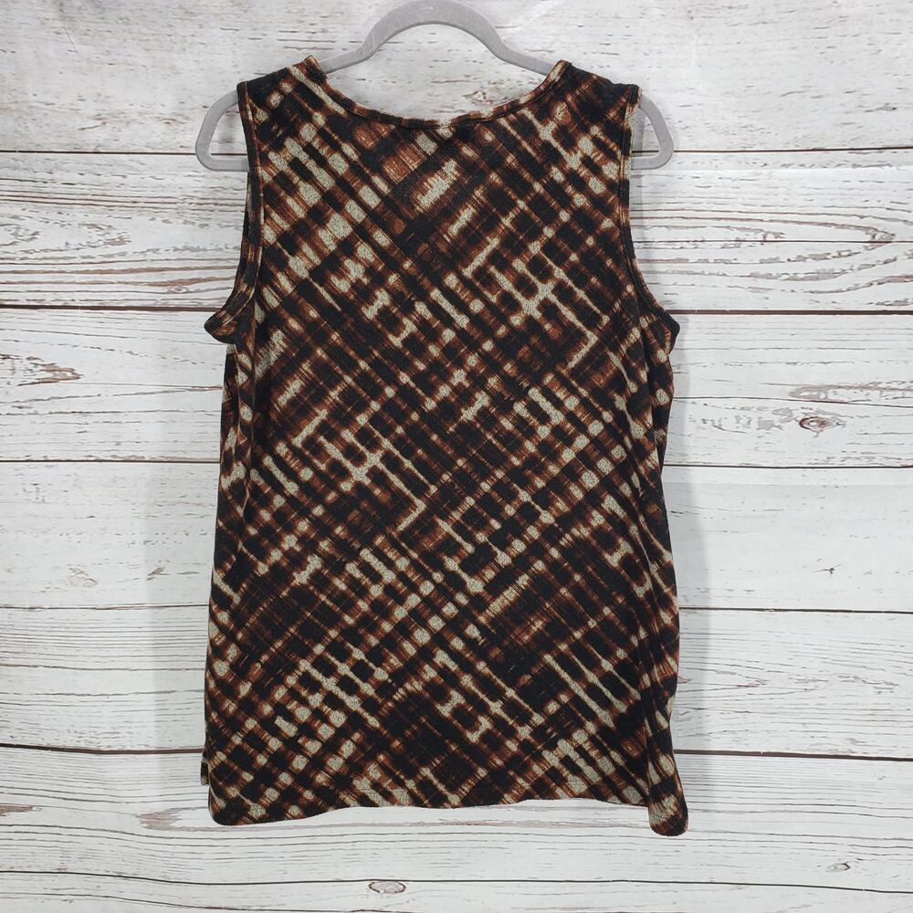 Susan Graver Women's Brown Print 2 Piece Top & Cardigan Sweater Size Large - Picture 3 of 9